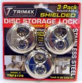 TRIMAX Stainless Steel 70MM Round Padlock w/ 10MM Shackle 3-PACK KEYED ALIKE
